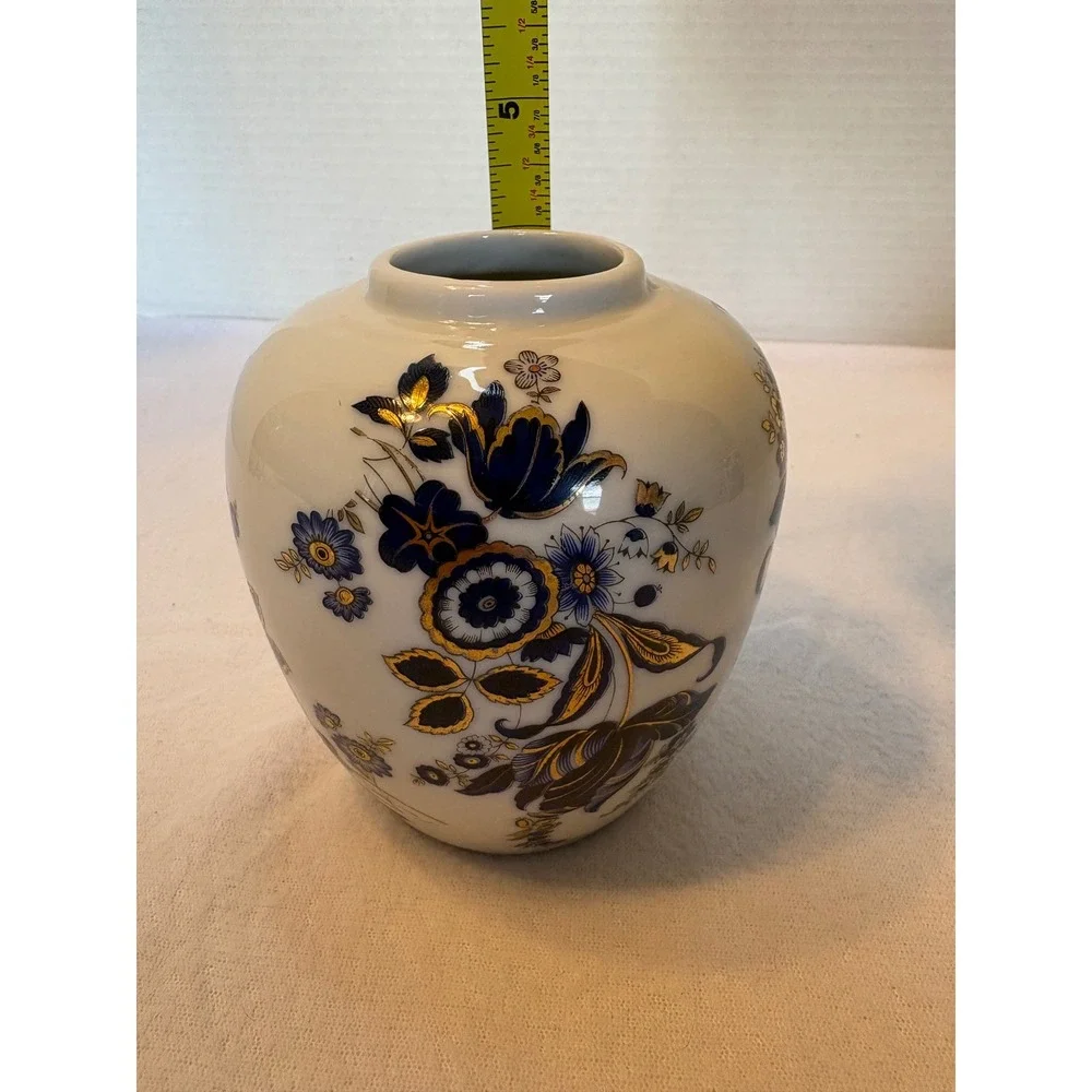 Zsolnay Hungary Porcelain Vase Cobalt Blue Gold Floral La‎ Belle Marre 1983 4.5